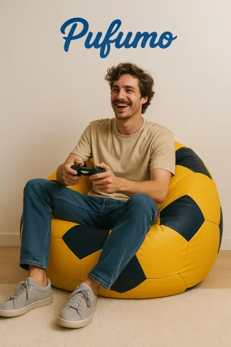 Pufumo futbol1 Xl Büyük Boy Futbol Topu Puf Armut Koltuk Suni Deri