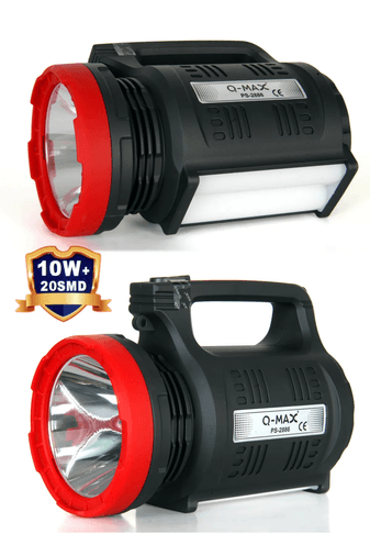 Qmax Q-Max Store Q-Max 10 Watt Güçlü Akü Florasanlı Araç Şarjlı El Feneri Avcılık-Balıkçılık-Kamp Lambası Ps-2886
