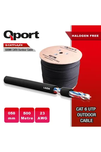 Qport 1-52201 Q-Catflash 500M Dış Ortam Siyah 23Awg Lszh Kablo