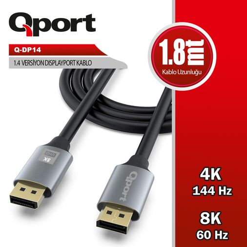 Qport Q-DP14 DisplayPort Kablo 1.8 m