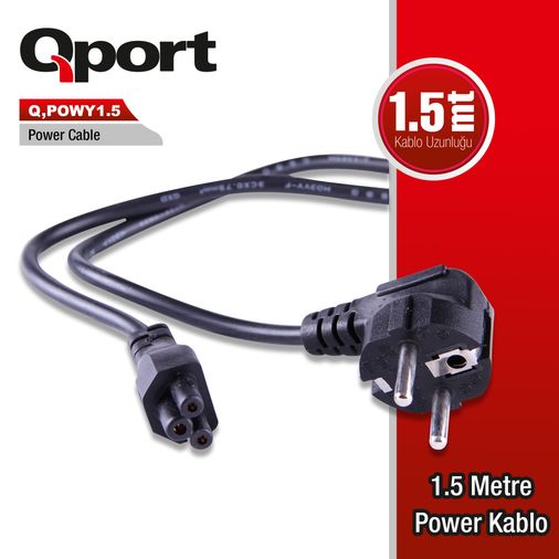 Qport Q-POWY1.5 PC Power Kablosu 1.5 m