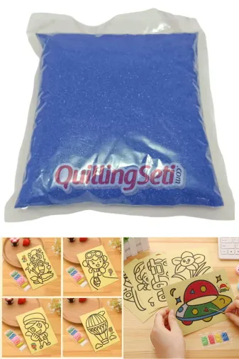 quilling 1KG-Mavi-Kum 1Kg Mavi Renk Kum Boyama Kumu, Aktivite Kumu, Oyun Kumu, Dekoratif Renkli Kum 1000Gr