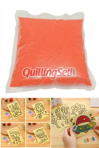 quilling 1KG-Trncu-Kum 1Kg Turuncu Renk Kum Boyama Kumu, Aktivite Kumu, Oyun Kumu, Dekoratif Renkli Kum 1000Gr