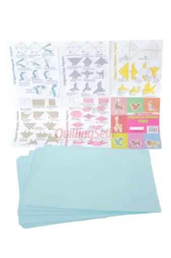quilling Origami-20cm 20Cm Origami Kağıdı, 100 Adet 20Cm X 20 Cm Açık Mavi Renk Origami Seti, 100Lü Origami Paket