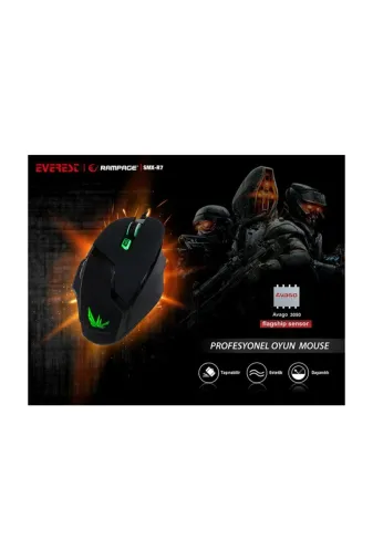 Rampage 9580959 Smx-R7 Siyah 4000 Dpi Makro Avago Çipsetli Profesyonel Gaming Oyuncu Mouse