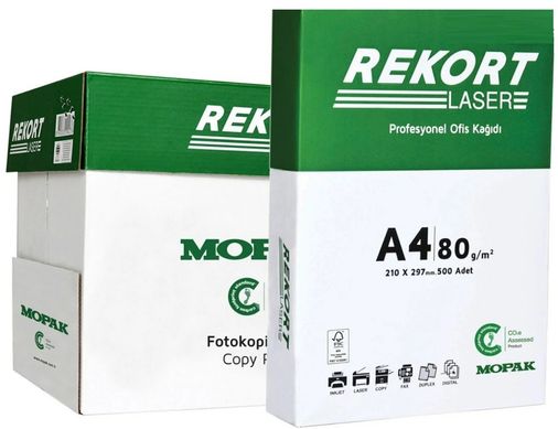 Rekort A4 80GR/M2 Fotokopi Kağıdı 2500 Adet (5PK*500) 1 Koli