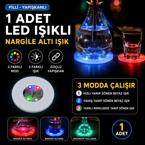 RGB LED Nargile Altı Işık 1 Adet 6 CM Çapındadır (4745)
