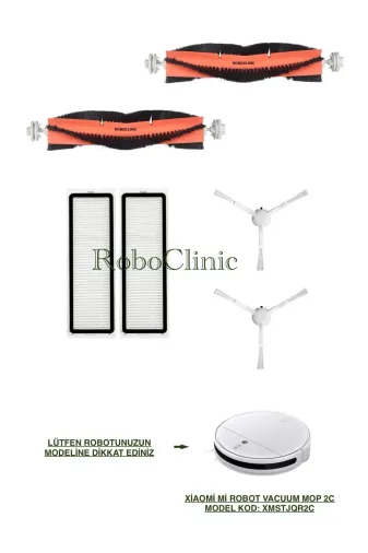 Roboclinic xiaomi2c00100 Xiaomi Mi Robot Vacuum Mop 2C (Model Kod: Xmstjqr2C) Uyumlu Fırça,filtre Seti-6 Parça