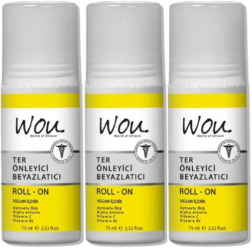 Roll-On Unisex Deodorant 75ML Ter Önleyici Beyazlatıcı (3 Lü Set)