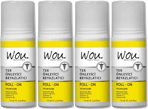 Roll-On Unisex Deodorant 75ML Ter Önleyici Beyazlatıcı (4 Lü Set)