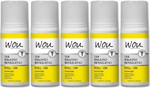 Roll-On Unisex Deodorant 75ML Ter Önleyici Beyazlatıcı (5 Li Set)