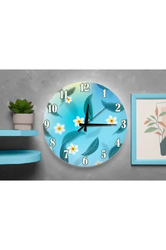 Ropikal Frangipani (Plumeria) Çiçekli Sessiz Duvar Saati