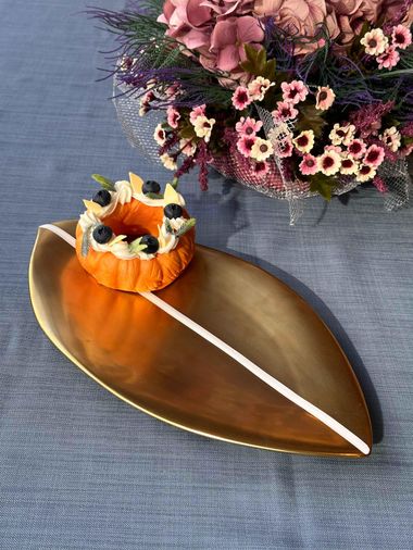 ROSSEV kas546840998 Yaprak Gold Servis Sunum Tabak