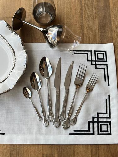 ROSSEV kaş65426824680 Briz Silver 42 Parça 6 Kişilik Çatal Bıçak Kaşık Takımı Çkb