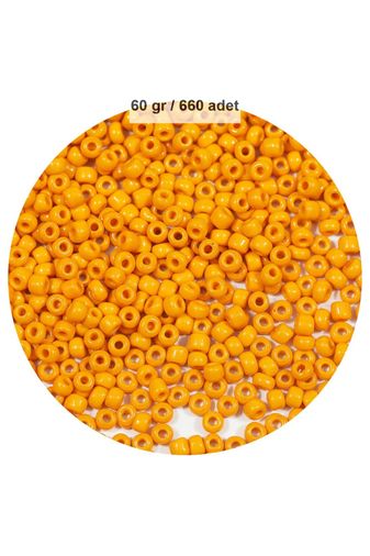 RT-RYL-B-0004-60 Turuncu Renk 4 Mm Yaklaşık 660 Adet / 60 Gram Cam Boncuk Oya Yazma Bileklik Ve Kolye