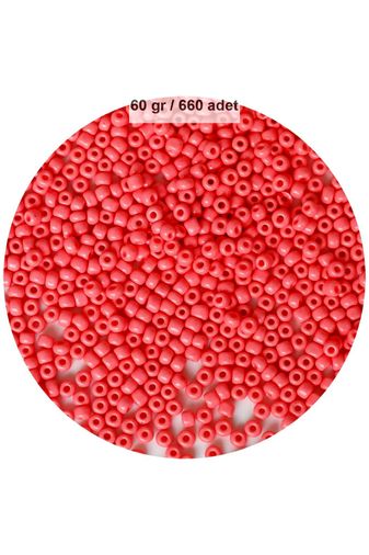 RT-RYL-B-0005-60 Karpuz Pembesi Renk 4 Mm Yaklaşık 660 Adet / 60 Gram Cam Boncuk Oya Yazma Bileklik Ve Kolye