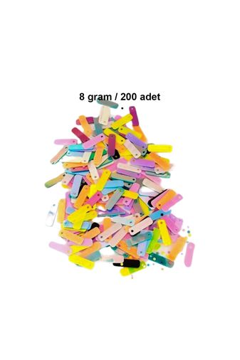 RT-RYL-B-0018-8 Pastel Renkler 15 X 5 Mm Dantel Oya Yazma Halhal Abiye Lazer Kesim Pul 200 Adet / 8 Gram