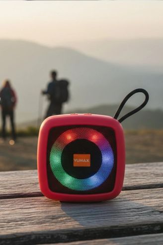 s12kırmızı Rgb Işıklı Bluetooth Hoparlör 5W | Ipx4 Suya Dayanıklı | Mini Taşınabilir Kablosuz Speaker Kırmızı