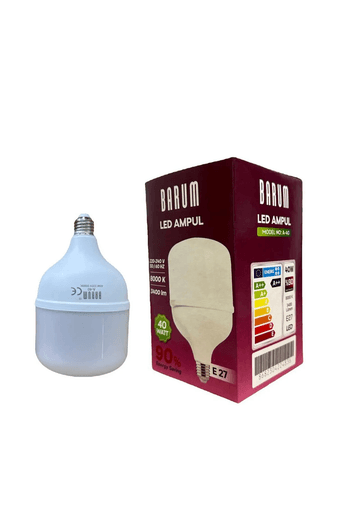 S7yxOZcInJ Barum 40 Watt E27 Duy 8000K 3400Lm 90% Enerji Tasarruflu Torch Led Ampul 1 Adet