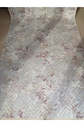 Sarar 6987412 Mürdüm Desenli Yıkanabilir Kaymaz Taban Dört Mevsimlik Salon, Banyo, Balkon, Genç Odası Kesme Halı