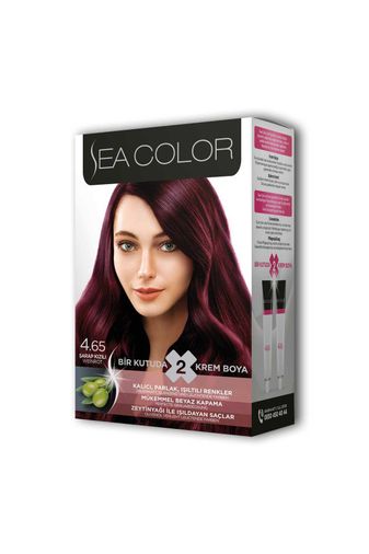 Sea Color RT-RYL-ARSEACLR465 2 Tüp Krem Saç Boyası Seti Şarap Kızılı No:4.65