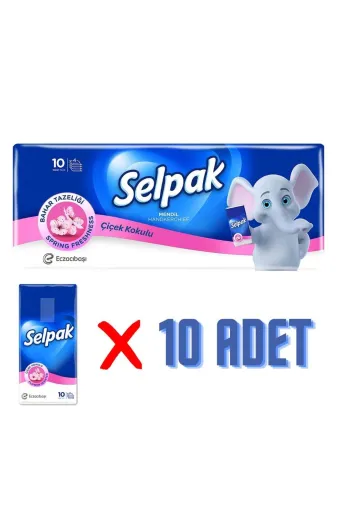 Selpak PRA-712368-6571 Mendil 10 Lu Paket - Çiçek Kokulu