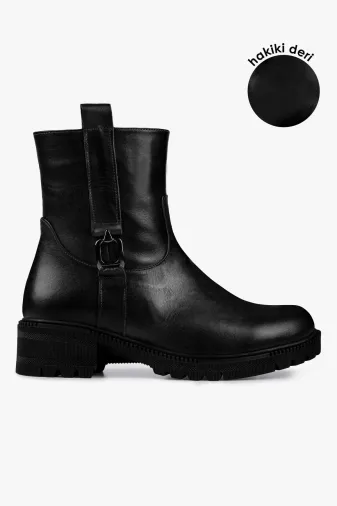 Shoeberry XRC7400 Kadın Raze Siyah Hakiki Deri Bot