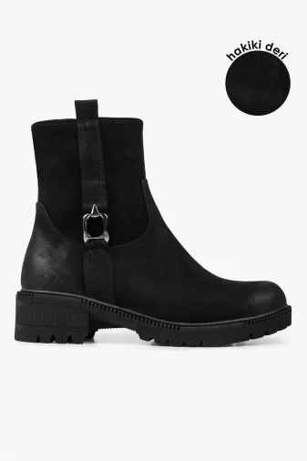 Shoeberry XRC7400 Kadın Raze Siyah Hakiki Deri Nubuk Bot