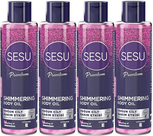 Simli Cilt Bakım Yağı 150ML Shımmering Body Oıl 4 Lü Set