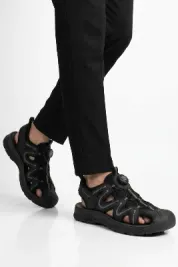 Siyah Misina Bağcıklı Outdoor Erkek Sandalet