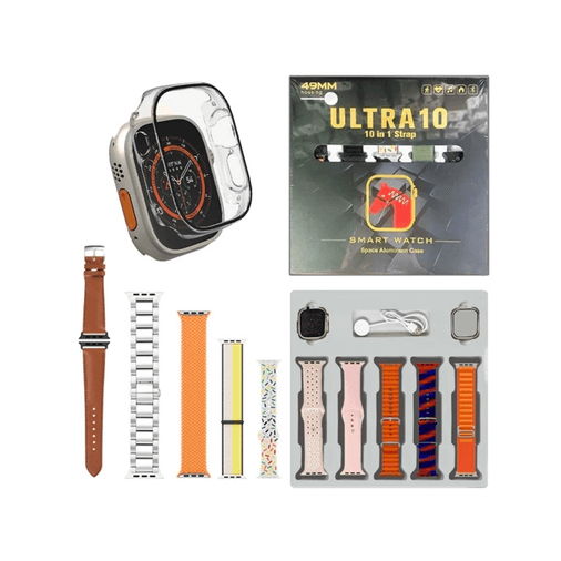 Smart Watch Ultra 10 49 Mm 10 In 1 Akıllı Saat 10 Kordonlu Takvim Spor Whatsapp Menülü Koruma Kılıflı