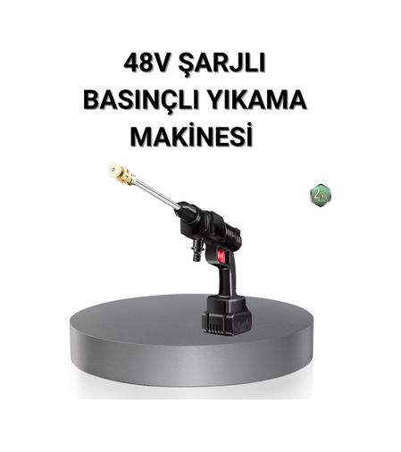 Solmazlar Online 125552978 Mey İthalat Kablosuz Basınçlı Yıkama Makinesi 48V Güçlü Motor, 2 Pil Ve Köpük Hazneli