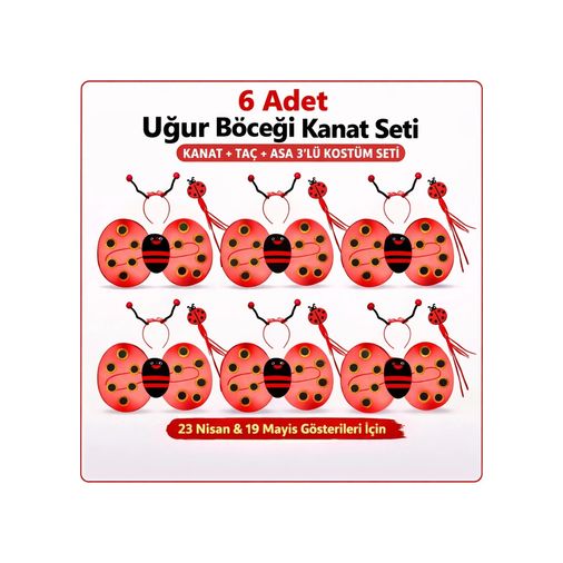 Solmazlar Online 129271968 Mey İthalat 6& 39 Lı Uğur Böceği Ateş Böceği Kostüm Seti Kanat Taç Asa