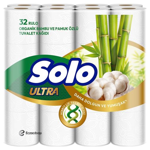 Solo Ultra Tuvalet Kağıdı 32 Li Paket Rulo  Organik Bambu ve Pamuk Özlü