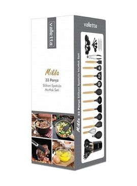 ST 57855210126343780184975 Mikla Isıya Dayanıklı Yanmaz Yapışmaz 33 Parça Silikon Spatula Mutfak Seti Kırmızı 0