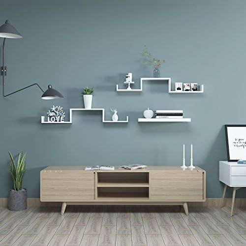 Standart Estetiki 57855210134323280184975 Duvar Rafları, 3&apos Lü Set, U Şeklinde Yüzer Raflar, Çok Parlak Yüzey, Yaratıcı Fikirler, Mdf&apos Den Yapılmış Depolama Rafı, Beyaz Lws40Wt 50 X 22