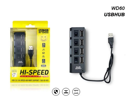 Subzero Wd60 4 Port Usb Çoklayıcı 2,0 Usb Hub Anahtarlı Işıklı