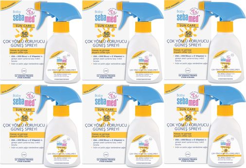 Sun Care Bebek Güneş Losyonu Kremi Sprey 50+ Faktör 200ML (Hassas Ciltler İçin) (6 Li Set)