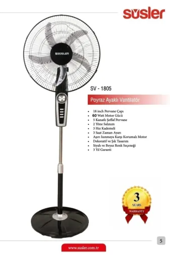 Süsler NFD-0022 Ayaklı Vantilatör Sv-1805