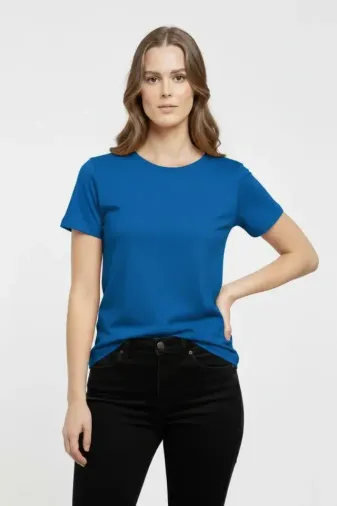 T-Shirt Bisiklet Yaka Slim Fit Likralı Tişört Günlük Basic Body - İndigo - S - İndigo