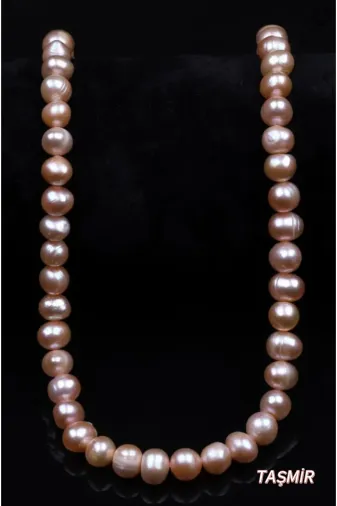 Taş-Mir tasmirpembeinci001 Pembe İnci Doğal Taş Kolye 7 Mm