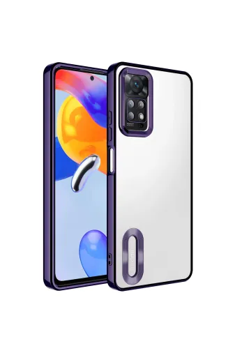 Techaks T25703-TCHS Redmi Note 11 Pro 5G Kılıf Kamera Korumalı Logo Gösteren Zore Omega Kapak - Derin Mor