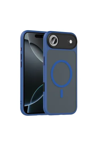 Techaks T38689-TCHS Iphone 17 Air Kılıf Mat Arka Yüzey Wireless Şarj Özellikli Zore Flet M-Safe Kapak - Lacivert