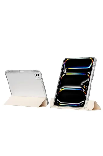 Techaks T40019-TCHS Ipad Pro 13 2025 M5 Kılıf Magnetik Ayrılabilen Airbagli Tchs Sliding Tablet Kılıfı - Gold
