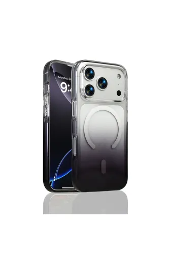 Techaks T40060-TCHS Iphone 17 Pro Kılıf M-Safe Şarj Özellikli Zore Septik Silikon Kapak - Siyah