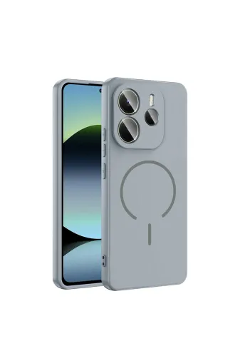 Techaks T40536-TCHS Redmi Note 14 4G Kılıf M-Safe Şarj Özellikli Tchs Meta Kapak - Titanyum-Gri