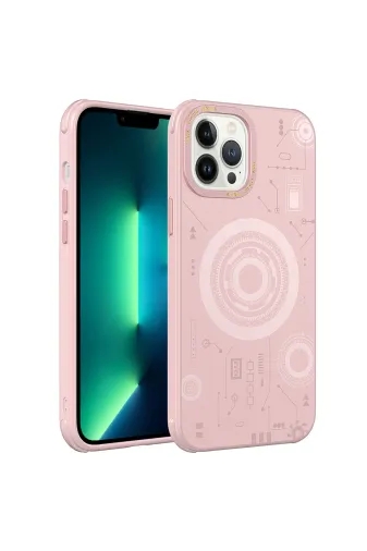 Techaks TCH-HOT-iPhone 12 Pro Max Iphone 12 Pro Max Kılıf Wireless Şarj Özellikli Magnetic Desenli Kamera Korumalı Kapak