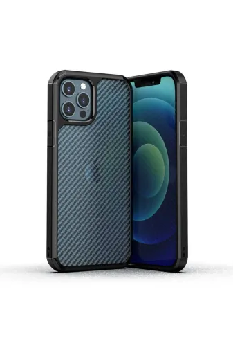 Techaks TCHS-16557 Iphone 12 Pro Max Uyumlu Zore İnoks Kılıf-Siyah