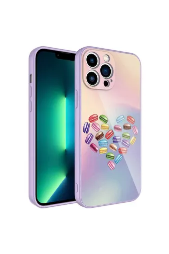 Techaks TCHS-23672 Iphone 12 Pro Uyumlu Kamera Korumalı Desenli Sert Silikon Zore Epoksi Kılıf-No1