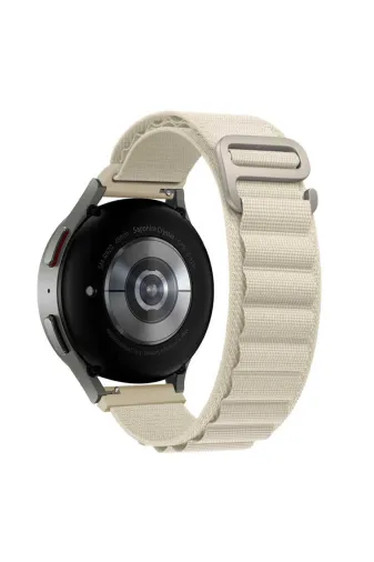 Techaks TCHS-25070 Gear S3 (22Mm) Uyumlu Krd-74 22Mm Hasır Zore Kordon-Beyaz